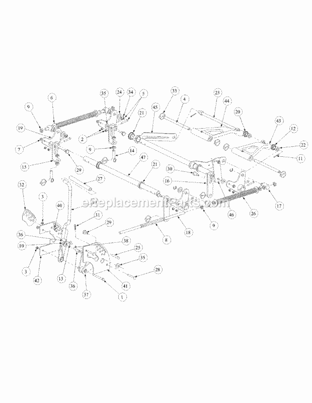 Lift Assembly Diagram and Parts List for M72-GN33 53BB5FJZ750-33HP-OHV Cub Cadet Lawn Tractor